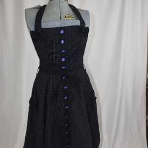 Hell Bunny purple black polka dot dress retro 50s
